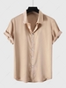 Chemise de Soirée Boutonnée en Couleur Unie à Manches Courtes en Satin L Café lumière