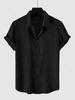 Chemise de Soirée Boutonnée en Couleur Unie à Manches Courtes en Satin L Noir