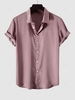 Chemise de Soirée Boutonnée en Couleur Unie à Manches Courtes en Satin Xl Rose clair
