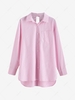Chemise de Style Boyfriend Rayée Découpée à Lacets Au Dos M Rose clair