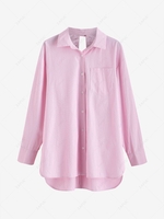 Chemise de Style Boyfriend Rayée Découpée à Lacets Au Dos M Rose clair