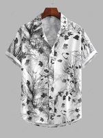 Chemise de Style Ethnique Motif de Feuille D