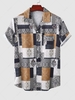 Chemise de Vacances à Col Revers Style Ethnique à Manches Courtes Xxl Café