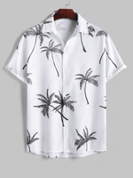 Chemise de Vacances à Imprimé Cocotier à Manches Courtes L Blanc