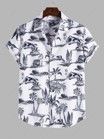 Chemise de Vacances à Imprimé Cocotier et Palmier M Blanc
