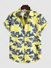 Chemise de Vacances à Imprimé Feuille Papillon Xl Jaune