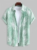 Chemise de Vacances à Imprimé Feuille Tropicale à Manches Courtes L Vert clair