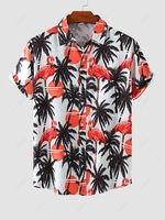 Chemise de Vacances à Imprimé Flamant et Cocotier à Manches Courtes 2xl Rouge