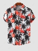 Chemise de Vacances à Imprimé Flamant et Cocotier à Manches Courtes L Rouge