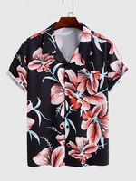 Chemise de Vacances à Imprimé Fleur à Manches Courtes Xxl Noir