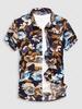 Chemise de Vacances à Imprimé Fleur Boutonnée en Avant Xl Noir