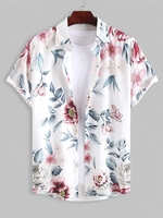 Chemise de Vacances à Imprimé Fleurie à Manches Courtes L Blanc