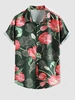 Chemise de Vacances à Imprimé Florale Boutonnée L Vert profond