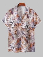 Chemise de Vacances à Imprimé Léopard Peau de Serpent à Manches Courtes Xl Léopard