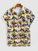 Chemise de Vacances à Imprimé Peinture Éclaboussure L Beige