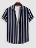 Chemise de Vacances à Rayure Verticale à Manches Courtes 2xl Bleu profond