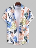 Chemise de Vacances Boutonnée Motif de Fleur M Blanc