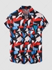 Chemise de Vacances de Plage Géométrique Imprimée à Manches Courtes 2xl Rouge