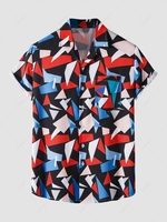 Chemise de Vacances de Plage Géométrique Imprimée à Manches Courtes 2xl Rouge