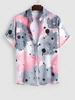 Chemise de Vacances Eclaboussée en Blocs de Couleurs Design à Manches Courtes M Rouge haricot