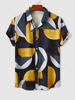 Chemise de Vacances en Blocs de Couleurs Motif Géométrique à Manches Courtes M Bleu profond