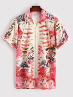 Chemise de Vacances Hawa en Palmier Feuille Tropicale Xl Rouge