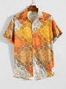 Chemise de Vacances Motif de Cachemire en Blocs de Couleurs à Manches Courtes Xl Chocolat