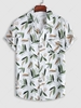 Chemise de Vacances Motif de Feuille à Manches Courtes M Blanc