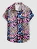 Chemise de Vacances Motif de Léopard Coloré à Manches Courtes Xl Pourpre