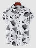 Chemise de Vacances Motif de Rayure Géométrique à Manches Courtes L Blanc