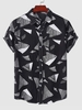 Chemise de Vacances Motif de Rayure Géométrique à Manches Courtes M Noir