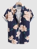 Chemise de Vacances Motif Fleuri à Manches Courtes Xl Bleu profond