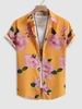 Chemise de Vacances Motif Fleuri à Manches Courtes Xl Jaune