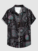 Chemise de Vacances Vintage à Imprimé Cachemire L Noir