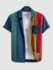 Chemise en Blocs de Couleurs à Manches Courtes avec Poche S Multi a