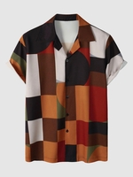 Chemise en Blocs de Couleurs à Manches Courtes M Multi a
