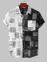 Chemise en Blocs de Couleurs à Manches Courtes M Noir