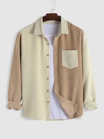 Chemise en Blocs de Couleurs à Manches Longues en Velours Côtelé M Blonde