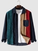 Chemise en Blocs de Couleurs avec Poche en Avant à Manches Longues en Velours Côtelé Xxl Bleu de minuit