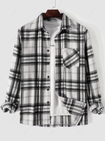Chemise en Carreaux avec Poche en Flanelle S Noir