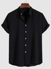 Chemise en Couleur Unie à Manches Courtes à Col Debout 2xl Noir
