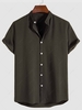 Chemise en Couleur Unie à Manches Courtes à Col Debout Xl Vert profond