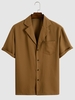 Chemise en Couleur Unie à Manches Courtes M Café profond