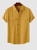 Chemise en Couleur Unie à Manches Courtes M Jaune