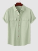 Chemise en Couleur Unie à Manches Courtes M Vert clair
