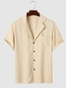 Chemise en Couleur Unie à Manches Courtes S Café lumière