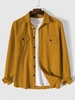 Chemise en Couleur Unie à Manches Longues en Velours Côtelé M Jaune