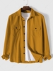 Chemise en Couleur Unie à Manches Longues en Velours Côtelé Xl Jaune