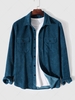 Chemise en Couleur Unie à Manches Longues en Velours Côtelé Xxl Bleu