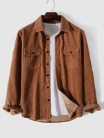 Chemise en Couleur Unie à Manches Longues en Velours Côtelé Xxl Café profond